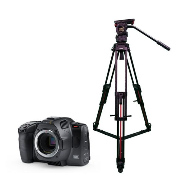 Blackmagic Pocket Cinema Camera 6K G2 + Teris Fluid Head with 100mm Flat Base 2-Stage Carbon Fiber Tripod (26.5lb)